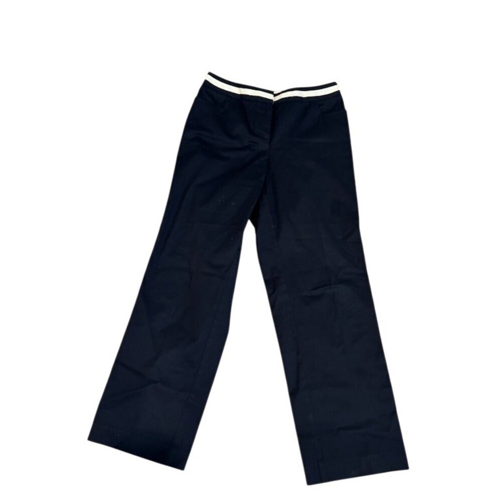 Talbots Dress Pants Womens Size 10 Navy Blue Straight Leg Gold Buttons